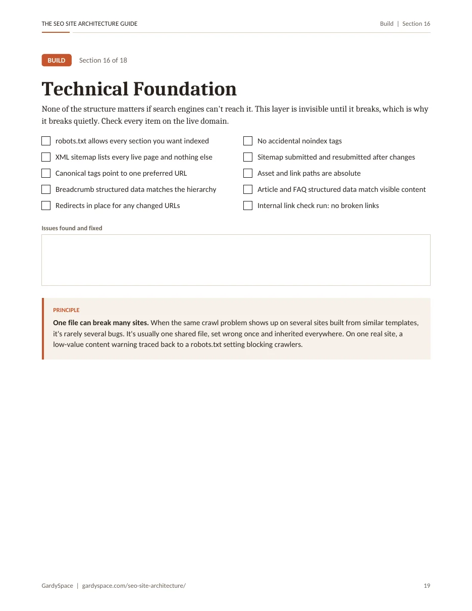 Technical foundation checks